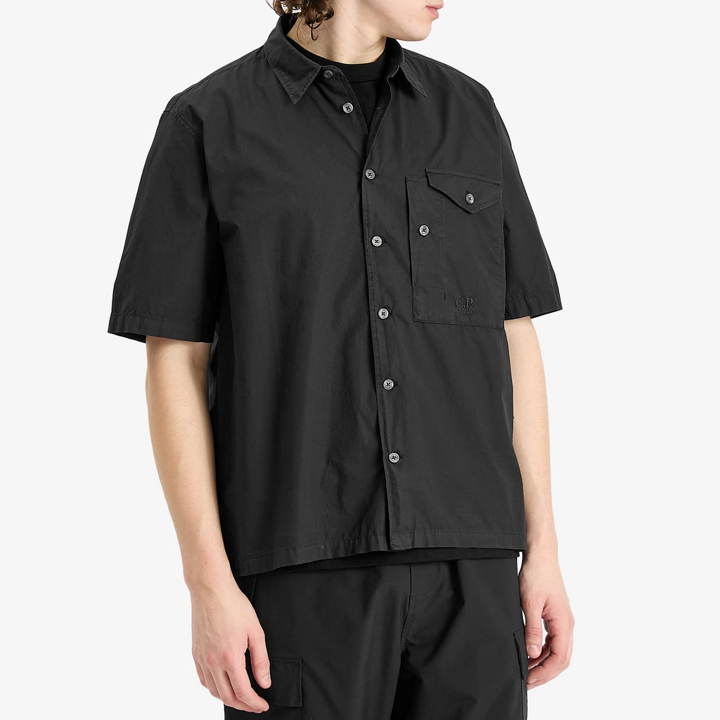 CP Company Men's Pocket Logo Short Sleeve Shirt Black